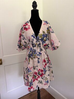 The Tobie Linen Pleated Mini Shirt Dress by Exquise
